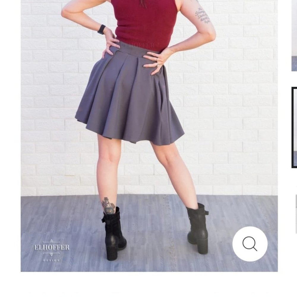 Essential Pleated Skater Skirt Gunmetal XSmall